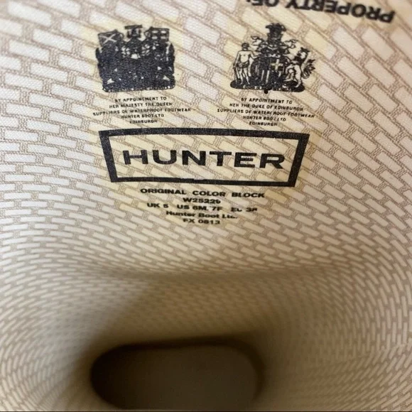 Hunter Orange Red and Black Color Block Rubber Rain Boots - Picture 10 of 11